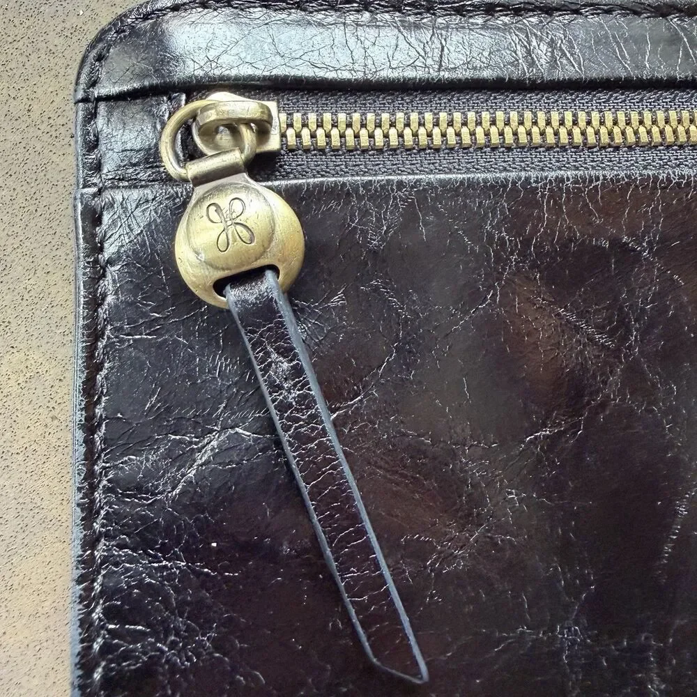 Vintage HOBO Black Bifold Card, ID & Zipper Coin Compact Wallet Leather